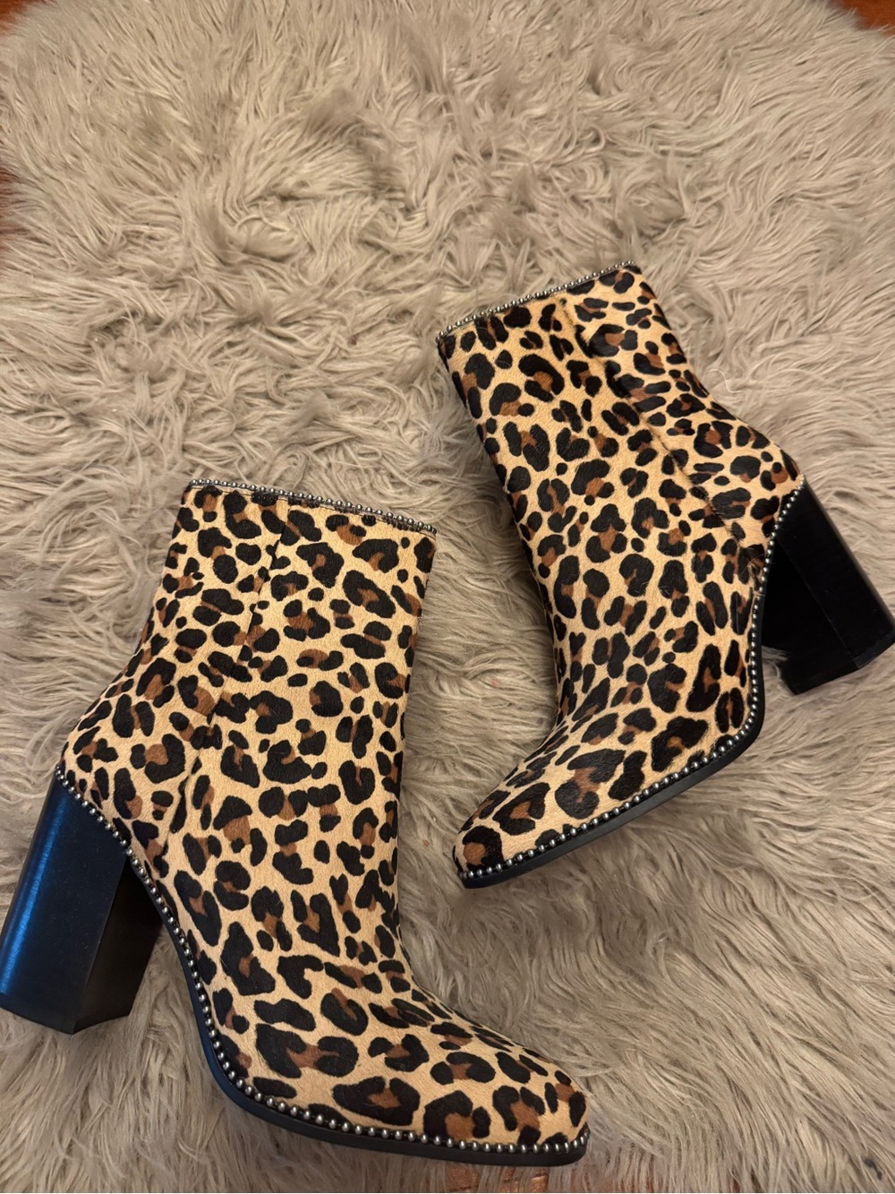 Coach Leopard Print Women's Ankle Boots - Tan/Black